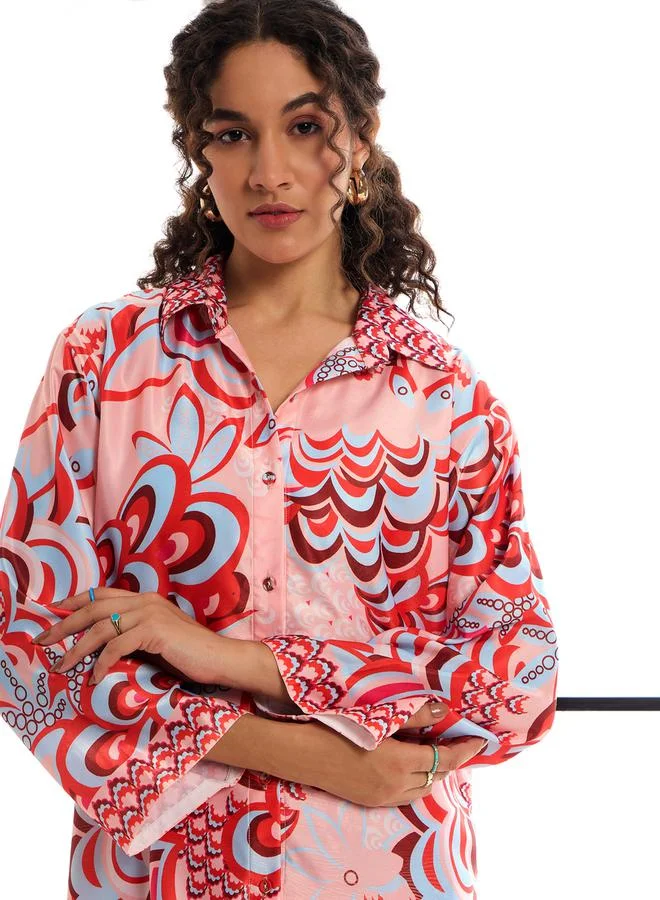 ساسافراس All Over Print Shirt & Straight Leg Pants Co-Ords by Styli