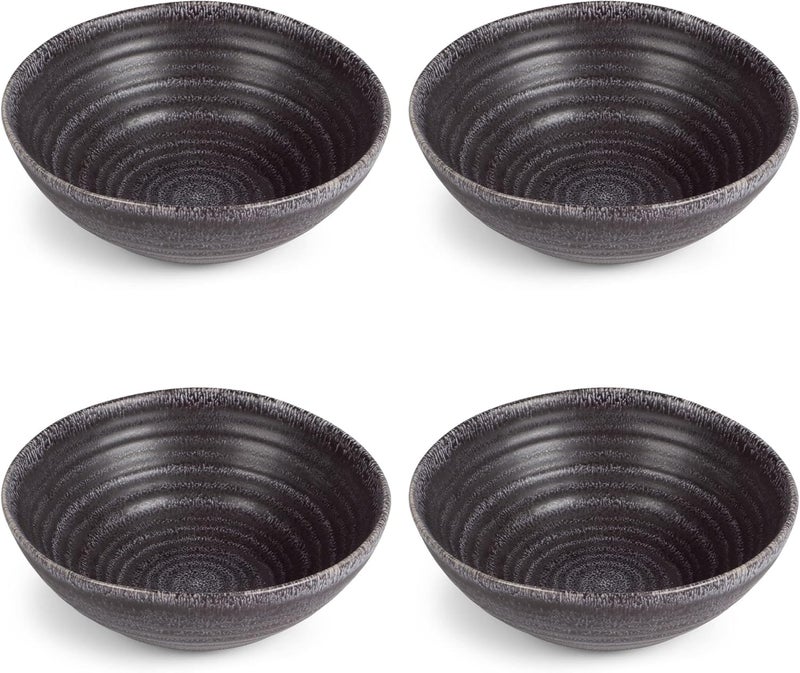 Elanze Designs Modern Chic Ribbed Serving Meals Soup Salad French Onion Cereal Chili Pasta Ceramic Stoneware Kitchen Dinnerware Bowls Set of 4  Charcoal Grey - Image 4