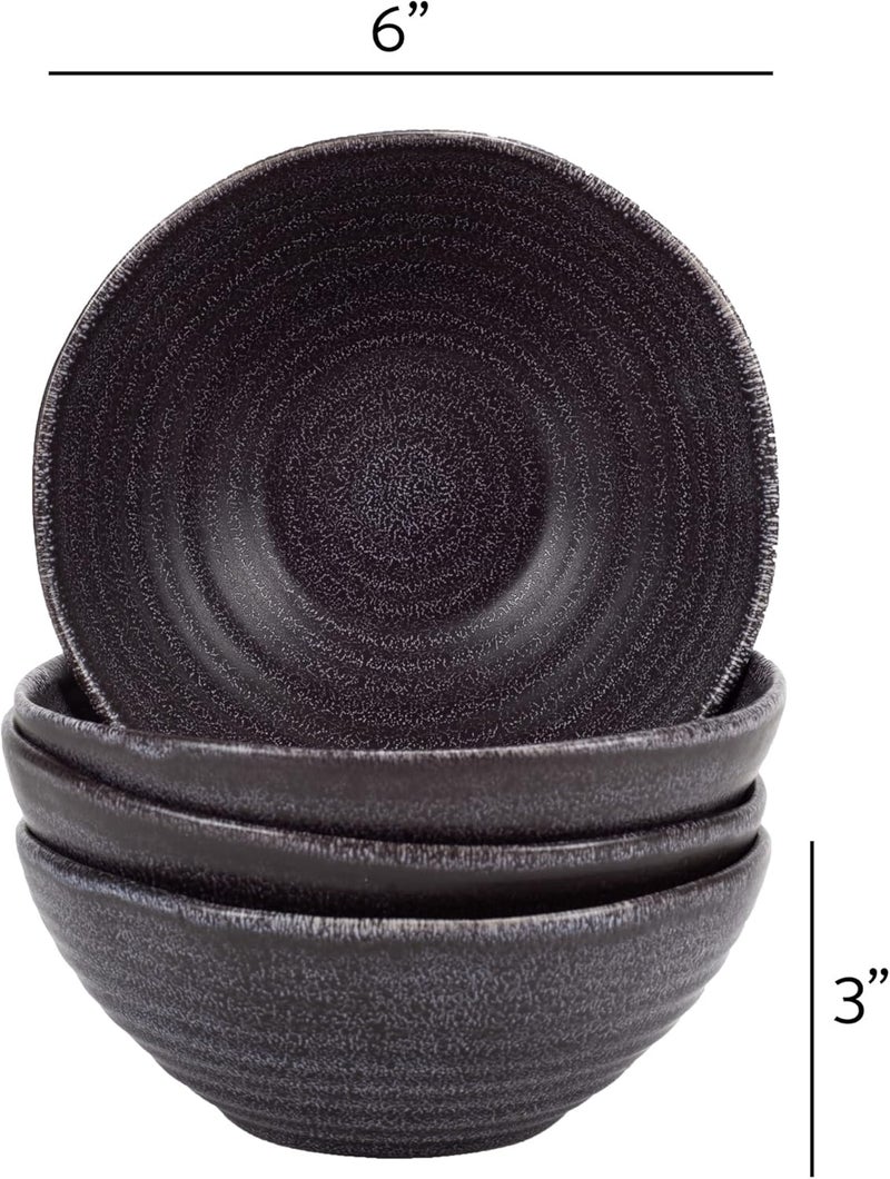 Elanze Designs Modern Chic Ribbed Serving Meals Soup Salad French Onion Cereal Chili Pasta Ceramic Stoneware Kitchen Dinnerware Bowls Set of 4  Charcoal Grey - Image 5