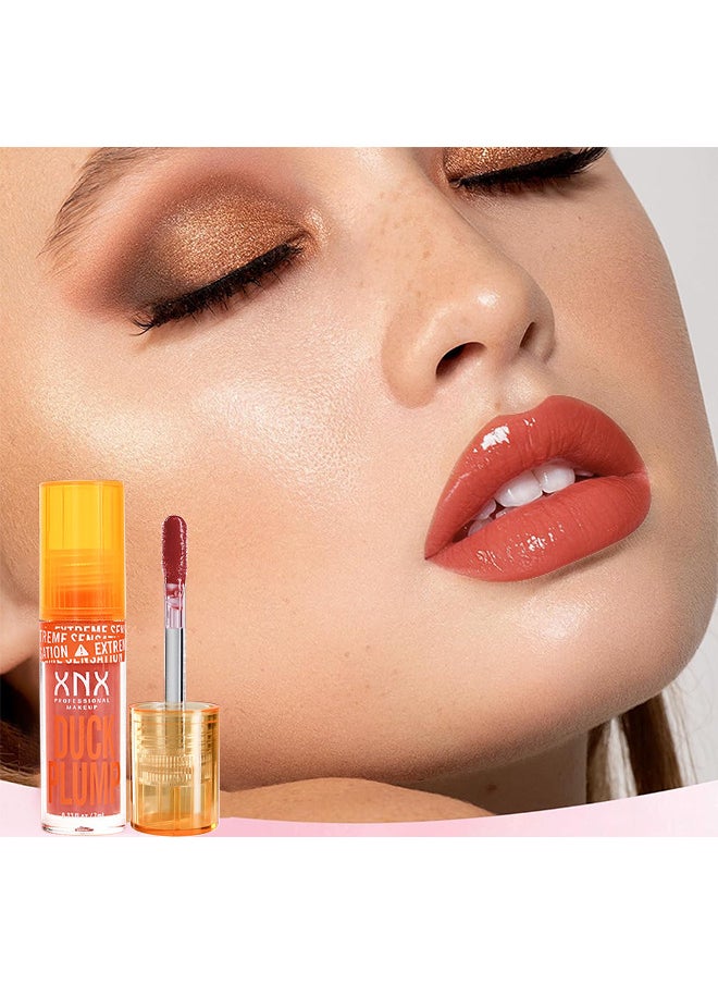 XNX - Duck Plump Lip Plumping Lacquer, Fat Lip Oil Lip Glaze, Glitter Shine Primer Lip Clear Plumping Lip Gloss, High Pigment No Sticky Lip Gloss, Lip Plumper Gloss Make Lips Fuller - Image 1