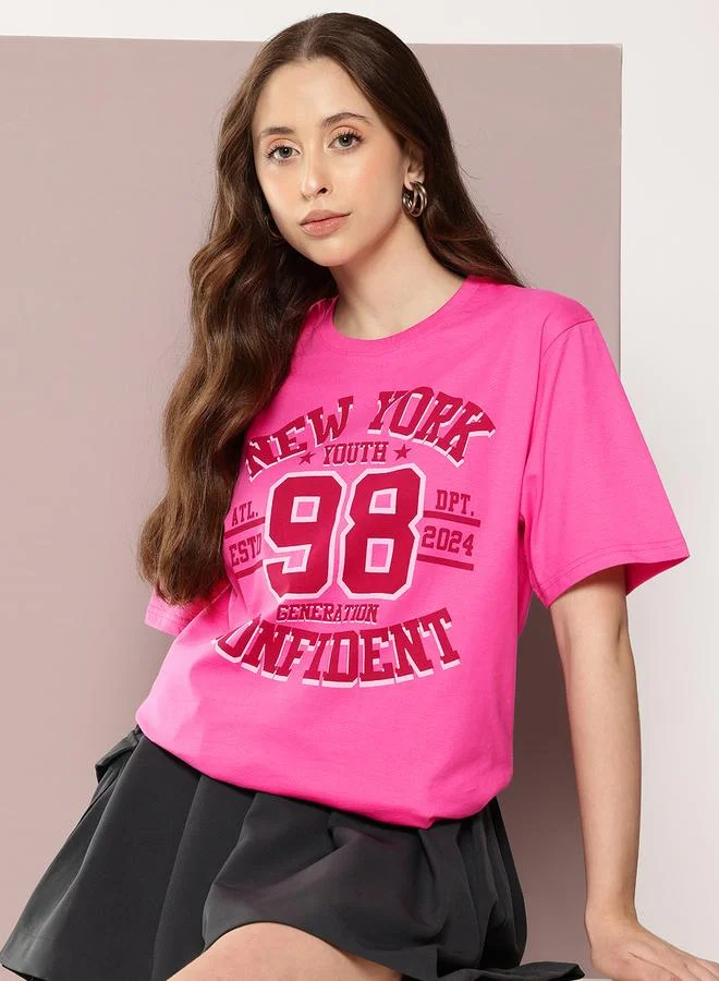 ديلينجر تيشيرت واسع بياقة دائرية