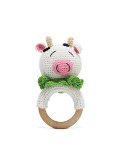 Happy Threads Happy Threads, Crochet Cow Rattle for Newborn,Babies, Soft Handmade Rattle Toys for Kids, Childsafe (BIS Certified)  - Image 1