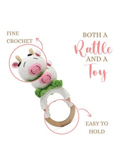 Happy Threads Happy Threads, Crochet Cow Rattle for Newborn,Babies, Soft Handmade Rattle Toys for Kids, Childsafe (BIS Certified)  - Image 3