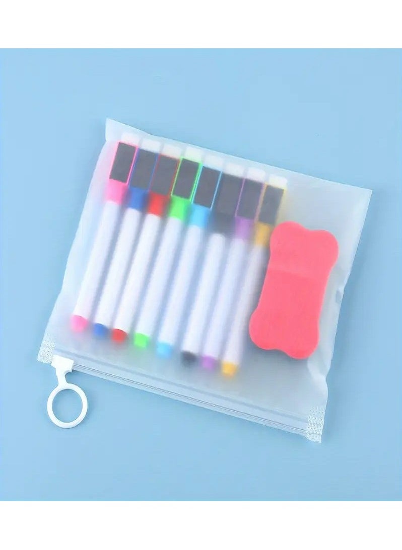 Generic - Set of 8 Magnetic Quick-Drying Whiteboard Markers with Eraser, Multi-Color, Includes Eraser - Image 1