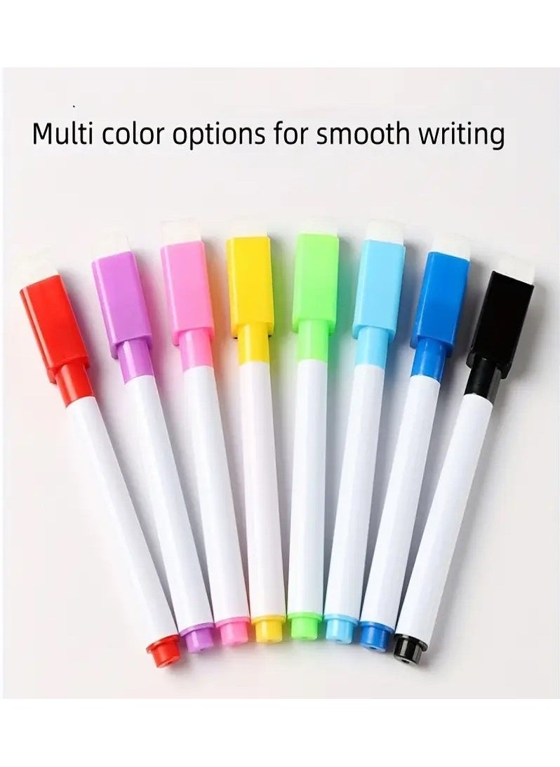 Generic - Set of 8 Magnetic Quick-Drying Whiteboard Markers with Eraser, Multi-Color, Includes Eraser - Image 1
