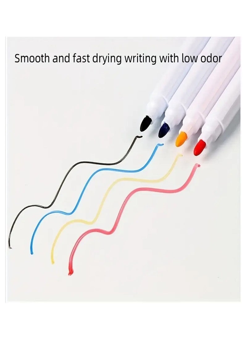Generic - Set of 8 Magnetic Quick-Drying Whiteboard Markers with Eraser, Multi-Color, Includes Eraser - Image 1