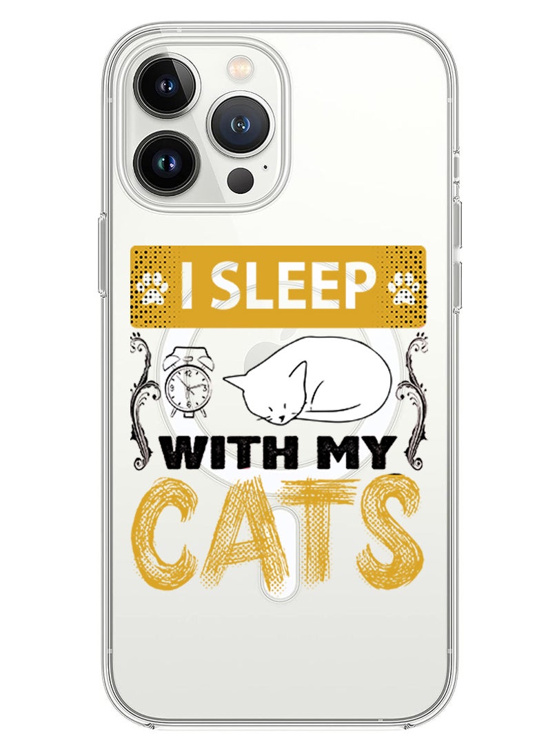 Theodor Magnetic Case for iPhone 14 Pro 6.1-inch Compatible with MagSafe Wireless Charging, Shockproof Phone Bumper Cover I sleep with my cats black copy - Image 1