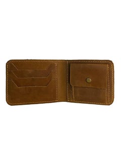 Lukadah Lukadah Classic Handcrafted Bi-Fold Genuine Full Grain Animal Hide Real Pull Up Leather Wallet for Men's (Peanut/Brown)  - Image 2