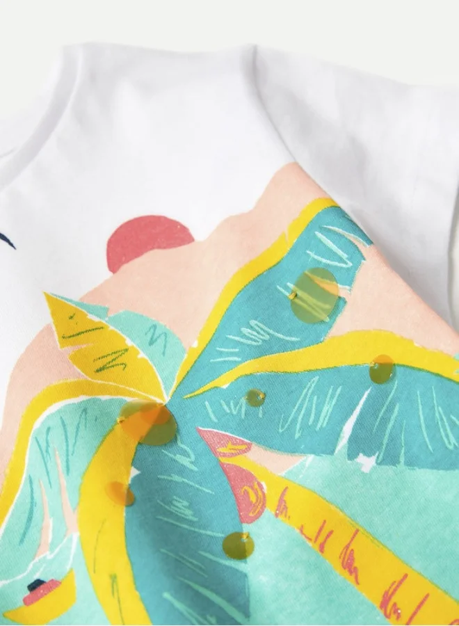 Zippy T-Shirt for Girls 'Tropical', White