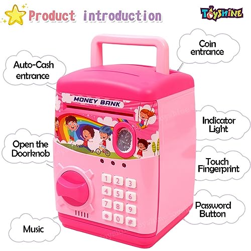Toyshine Money Safe Kids With Finger Print Sensor Piggy Savings Bank With Electronic Lock, Blue(Modern) - Image 2