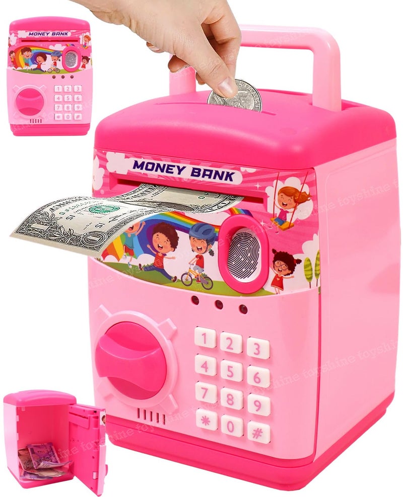 Toyshine Money Safe Kids With Finger Print Sensor Piggy Savings Bank With Electronic Lock, Blue(Modern) - Image 1