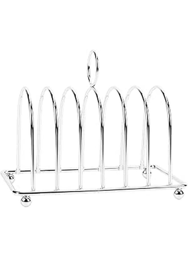 Vintage Stainless Steel Toast Rack Holds 6 Slices Elegant Bread Cooling Stand Kitchen - Image 1