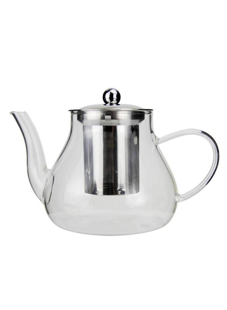 تيلاند ماكينة تحضير الشاي المتينة وغير القابلة للكسر مع فلتر مخروطي قابل لإعادة الاستخدام من الفولاذ المقاوم للصدأ، 6 أكواب سميكة مقاومة للحرارة من زجاج البورسليكات 800 مل