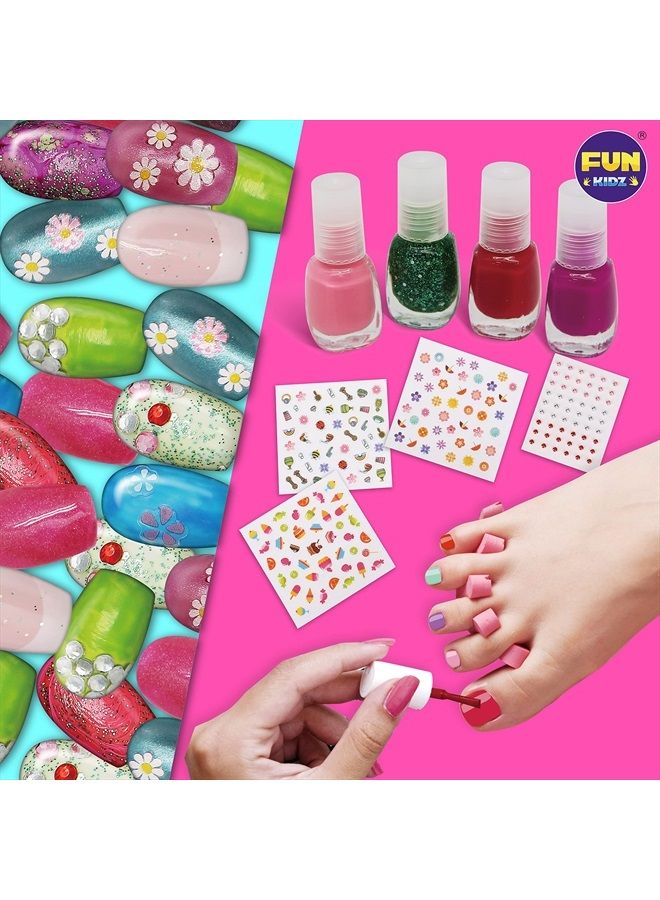 FUN KIDZ طقم سبا للأقدام للأطفال للفتيات، طقم باديكير فنكيدز للفتيات يتضمن حوض قدم قابل للنفخ أكبر ومضخة نفخ ومواد طلاء أظافر قابلة للتقشير لحفلة النوم، 17.91Wx12.4L - Image 2