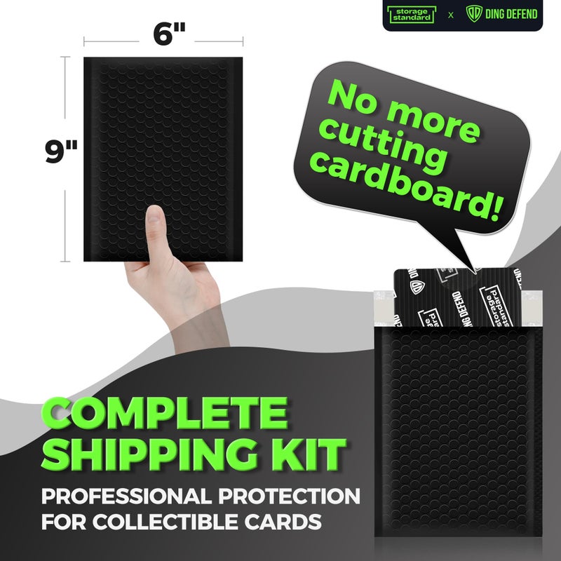 Storage Standard Ding Defend Trading Card Shipping Kit - Includes 110 4â€™â€™ x 6â€™â€™ Protectors, 55 Envelope Bubble Mailers, 240 Tape Seals for Slabs & Collectible Cards - Black - Image 5