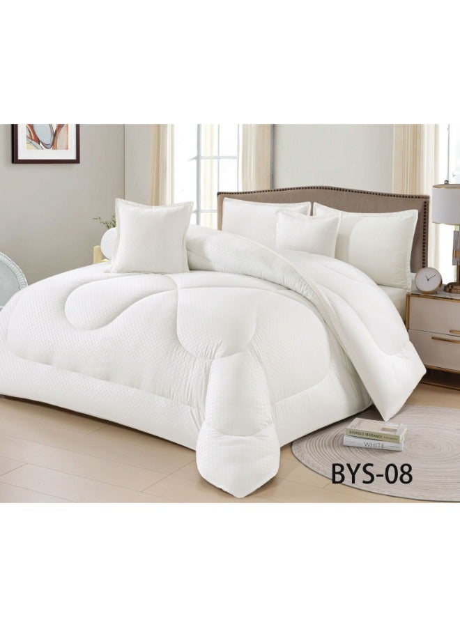 BYS Double Size 7-Piece Comforter Set – Pure White – Size 240×220 cm