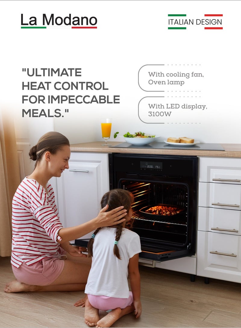 La Modano Built-in Oven With Multifuction Cooker, Glass Touch Control Panel With LED Display, 60cm Black, LMBO606MC - Image 4