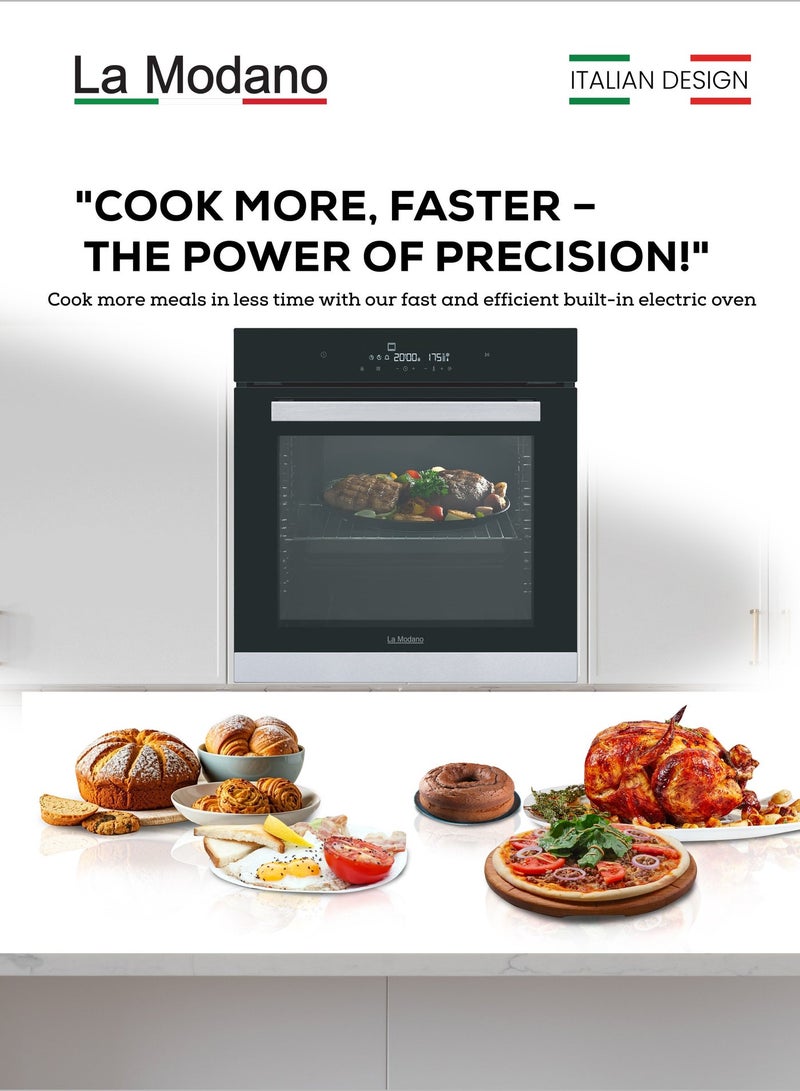 La Modano Built-in Oven With Multifuction Cooker, Glass Touch Control Panel With LED Display, 60cm Black, LMBO606MC - Image 3