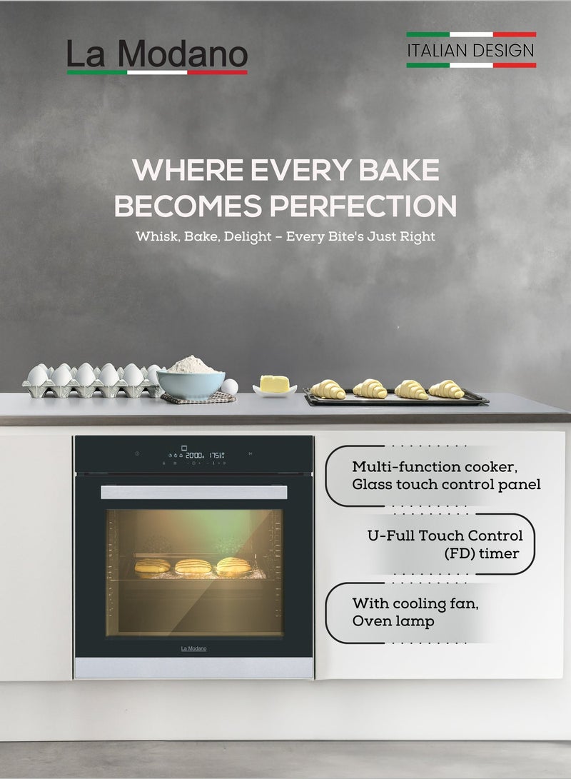 La Modano Built-in Oven With Multifuction Cooker, Glass Touch Control Panel With LED Display, 60cm Black, LMBO606MC - Image 5