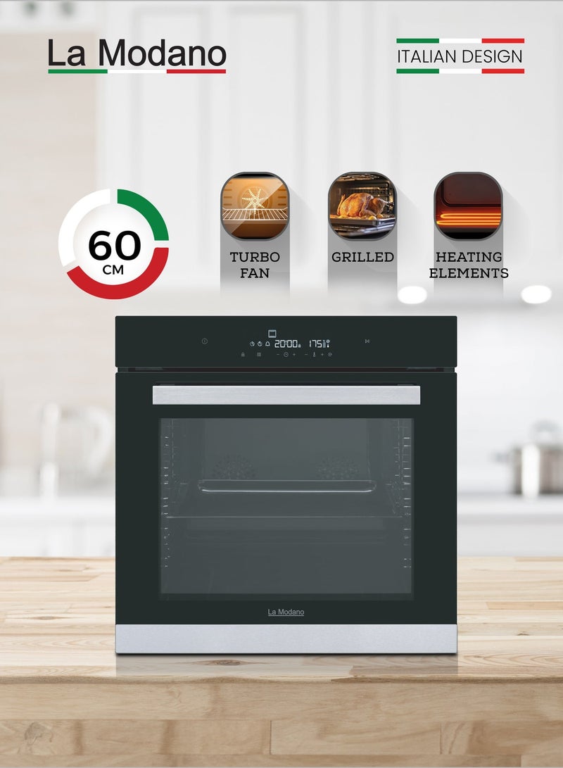 La Modano Built-in Oven With Multifuction Cooker, Glass Touch Control Panel With LED Display, 60cm Black, LMBO606MC - Image 2