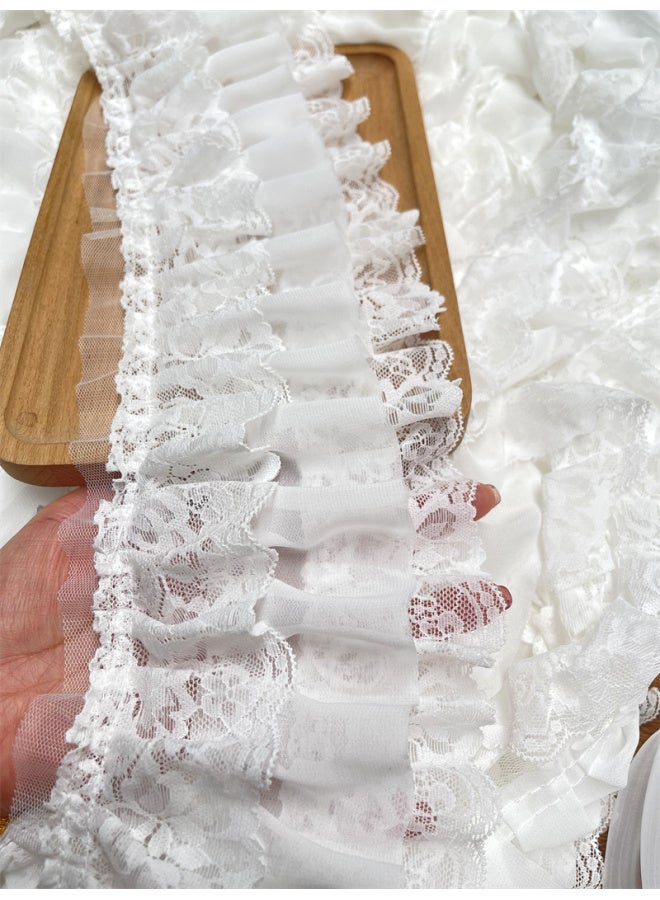 Lolita Dress Three-Layer Lace Pastoral Skirt Cuff Skirt High Quality Made Clothes Lining Decorative Lace Accessories-Color:White 0.5m = 50cm Long/multiple Shots Continuously  - Image 1