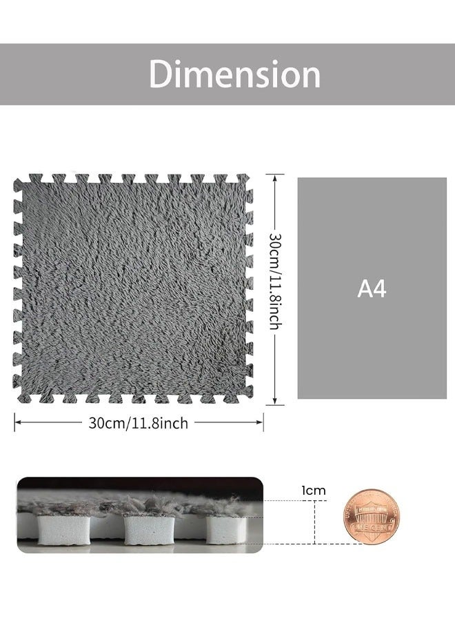 HQ-GAMING Interlocking Tile Mats with Border, Fluffy Soft EVA Foam Area Rug Puzzle Area Square Rug Playmat for Children Room Bedroom Home, Non-Slip Protective Floor Carpet Play Mat (Grey) - Image 2