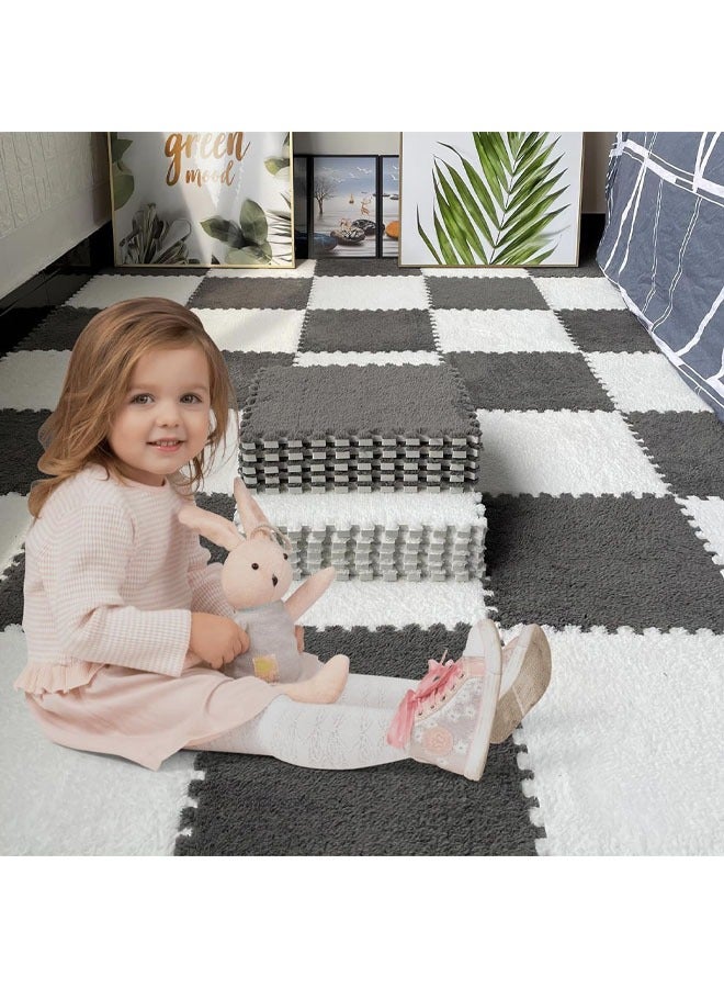 HQ-GAMING Interlocking Tile Mats with Border, Fluffy Soft EVA Foam Area Rug Puzzle Area Square Rug Playmat for Children Room Bedroom Home, Non-Slip Protective Floor Carpet Play Mat (Grey) - Image 4