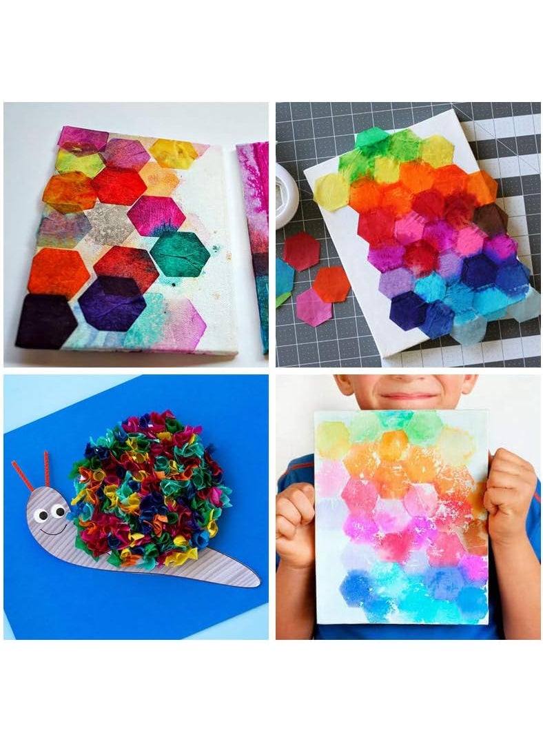 Exquiss Exquiss 2400pcs Precut Hexagon Shape Tissue Paper 24 x 22 Inch for Art Craft Tissue Paper Decorative Hexagon Bee Hive Craft Hexagon Collage Art Rainbow Kids DIY Handcraft Wall Art  - Image 4
