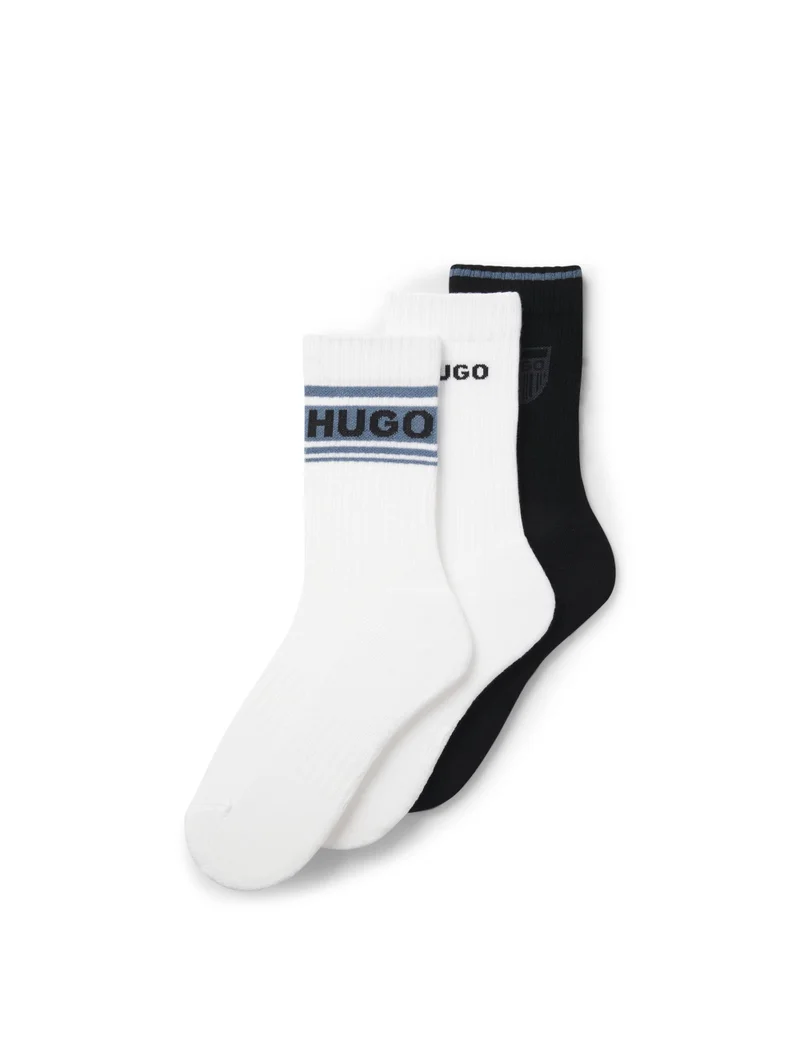 HUGO Three-pack of short-length logo socks