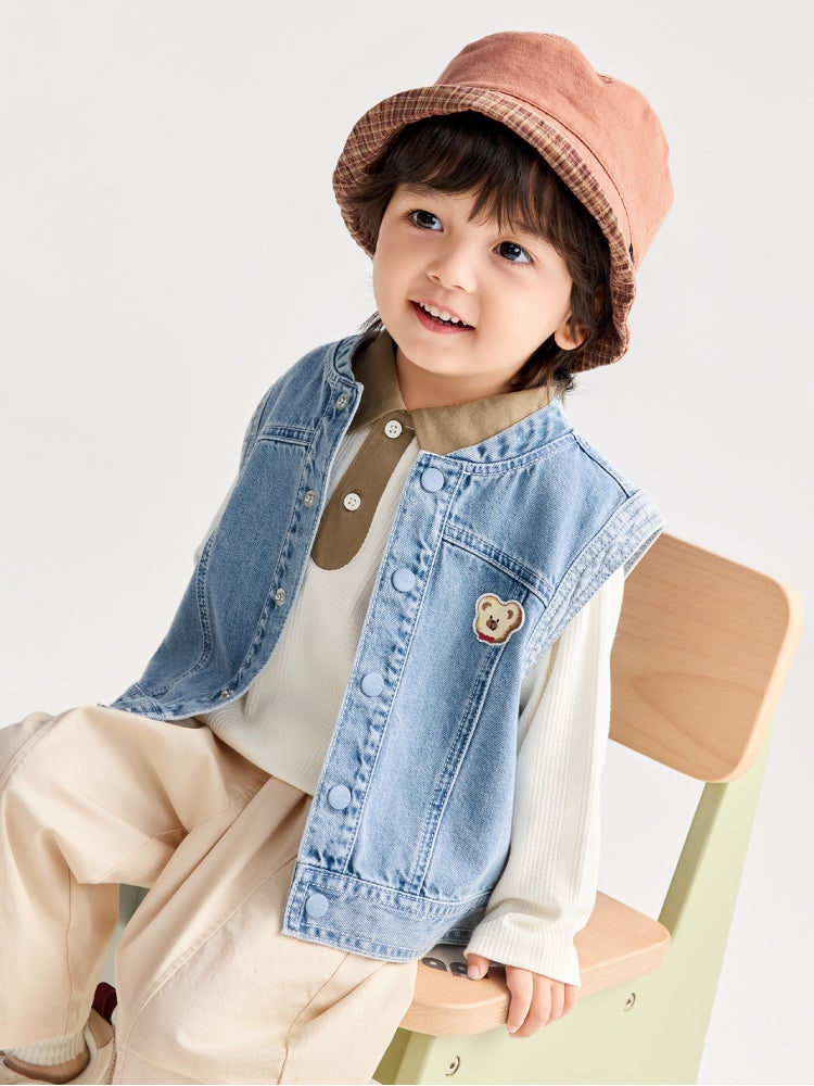 بالابالا فيست جينز بدون أكمام مع تفصيل أمامي للأولاد - Image 2