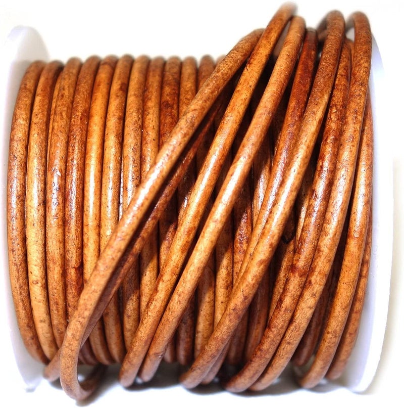 cords craft Round Leather Cord 2mm for Jewelry Making & DIY Craft Work, Stringing Cord for Bracelets Necklace, Genuine Leather Handmade, 21.87 Yards (Medium Brown) - Image 2