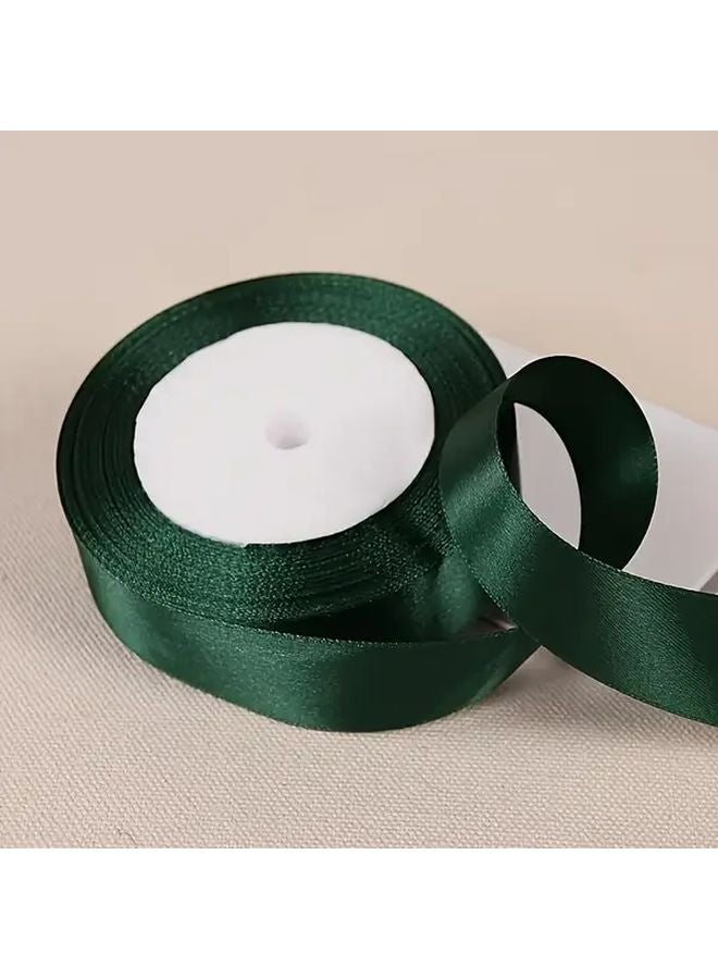 Dark Green Satin Ribbon 0 98 Inch Wrinkle Resistant For DIY Bows Gift Wrapping - Image 1