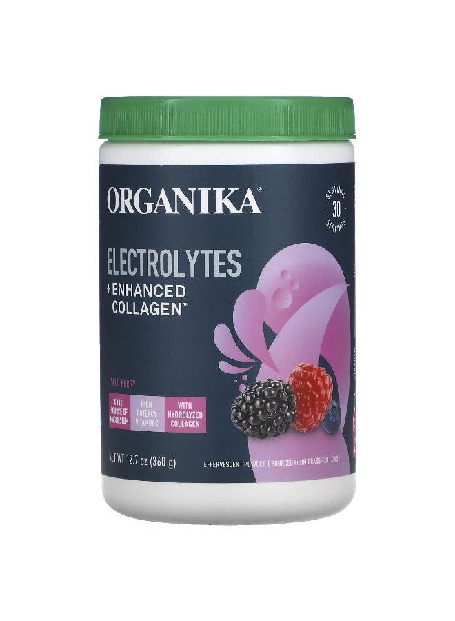 Organika, Electrolytes + Enhanced Collagen, Wild Berry, 12.7 oz (360 g) - Image 1