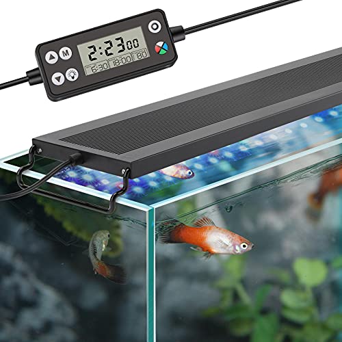 hygger Auto On Off LED Aquarium Light Full Spectrum Fish Tank Light with LCD Monitor 247 Lighting Cycle 7 Colors Adjustable Timer IP68 Waterproof 3 Modes for 2430 Freshwater Planted Tank - Image 1