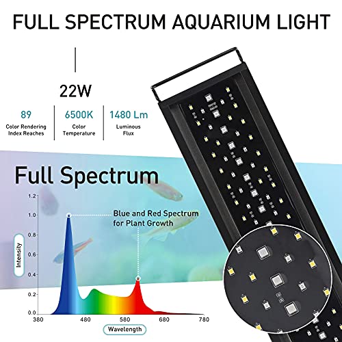 hygger Auto On Off LED Aquarium Light Full Spectrum Fish Tank Light with LCD Monitor 247 Lighting Cycle 7 Colors Adjustable Timer IP68 Waterproof 3 Modes for 2430 Freshwater Planted Tank - Image 3