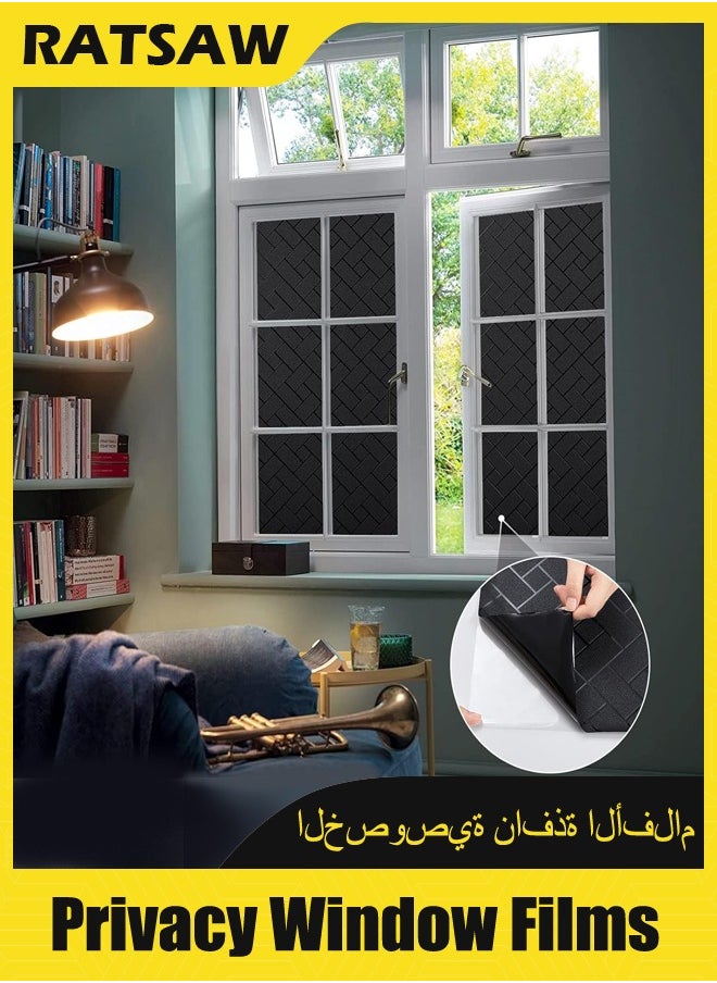 رات سو أفلام النوافذ للخصوصية، فيلم حجب كامل للشمس، يغطي النوافذ لتقليل الضوء وتحكم في الحرارة، بدون لاصق، سهل الإزالة، يقلل التوهج، فيلم عاكس للضوء للمنزل، أسود، 45 × 100 سم.  - Image 2