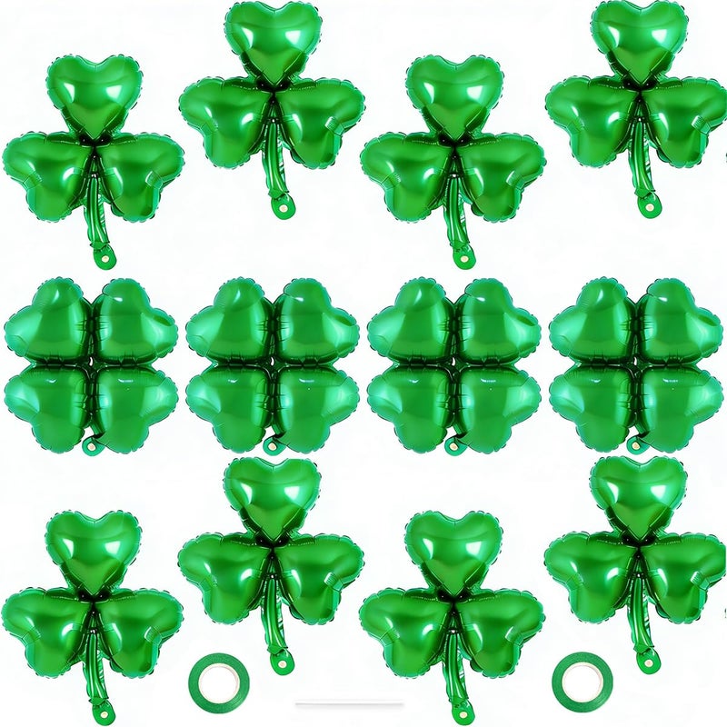 PARTVON 12 PCS Shamrock Balloons for St Patricks Day Decorations 18 Inch Green Leaf Clover St Patricks Day Balloons for Home Birthday Saint Patrick Party Supplies - Image 3