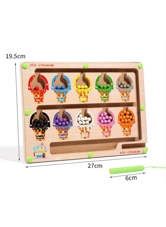 BLiSS HUES BLiSS HUES Magnetic Color and Number Maze Board Puzzle Counting, Matching and Fine Motor Skills Activity Toy for Toddlers (Ice Cream Maze)  - Image 5