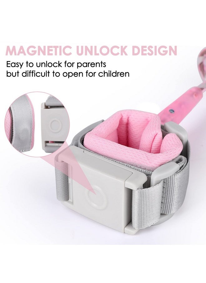BETERTEK Baby Leash with Magnetic Unlock Design (6.56ft) Pink Child Anti Lost Wrist Link Safety Toddler Wrist Leash with Reflective Strap Kid Leashes Harness  - Image 1