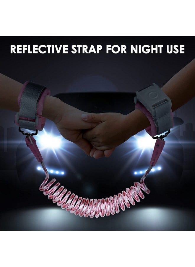 BETERTEK Baby Leash with Magnetic Unlock Design (6.56ft) Pink Child Anti Lost Wrist Link Safety Toddler Wrist Leash with Reflective Strap Kid Leashes Harness  - Image 2
