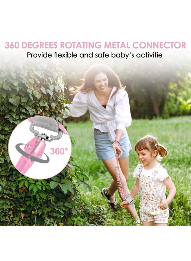 BETERTEK Baby Leash with Magnetic Unlock Design (6.56ft) Pink Child Anti Lost Wrist Link Safety Toddler Wrist Leash with Reflective Strap Kid Leashes Harness  - Image 4