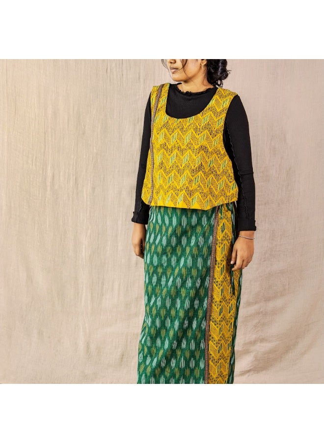 أُورخان تنورة ماكسي طويلة ملفوفة من Ohrna SHAAJ صيفية مصنوعة يدويًا من قماش الجوت، طقم علوي بمقاسات متناسقة لجميع الأعمار - Image 1