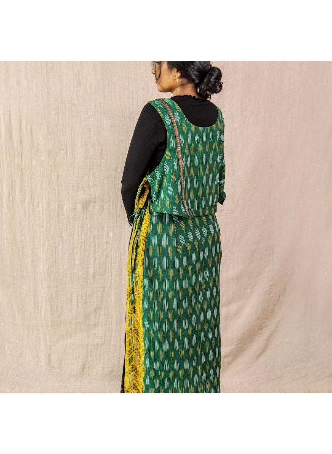 أُورخان تنورة ماكسي طويلة ملفوفة من Ohrna SHAAJ صيفية مصنوعة يدويًا من قماش الجوت، طقم علوي بمقاسات متناسقة لجميع الأعمار - Image 3