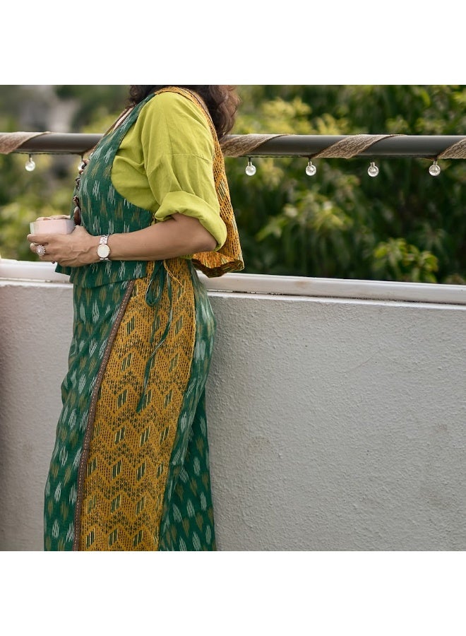 أُورخان تنورة ماكسي طويلة ملفوفة من Ohrna SHAAJ صيفية مصنوعة يدويًا من قماش الجوت، طقم علوي بمقاسات متناسقة لجميع الأعمار - Image 4