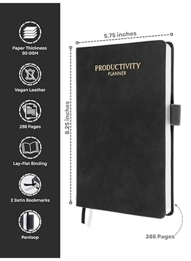 DOODLE A5 Productivity Planner Kit Undated Hard Bound|288 Pages|12 Monthly+Pocket Meal Planner+Stickers+Motivational Quote Cards+Tear Away Bookmarks|Activity Pages, Notes Pages [Productivity Pro-Grey] - Image 2