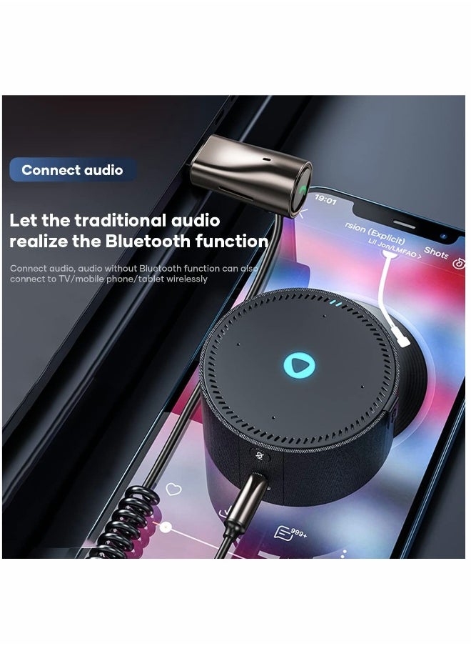 Generic Bluetooth 5.0 Aux Adapter for Car, 3.5mm Wireless Receiver with Built-in Microphone for Hands-Free Calls, Car Bluetooth Adapter for Seamless Audio Streaming  - Image 2