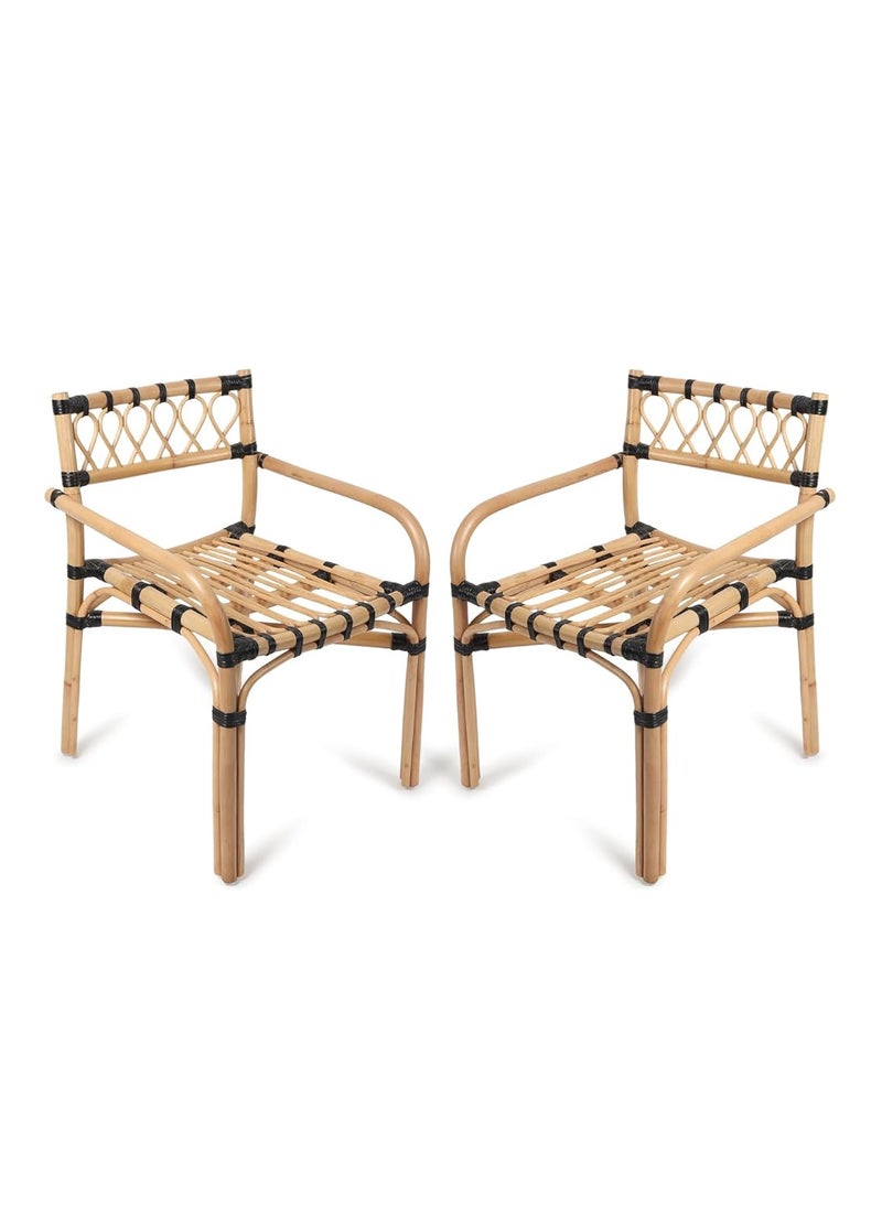 Habere India-All the Cultures Fabricating India Habere IndiaAll the Cultures Fabricating India Cane Furniture Outdoor Furniture Wooden Chairs for Living Room Arm Chair for Home Beige 55 54 74 cm  - Image 4