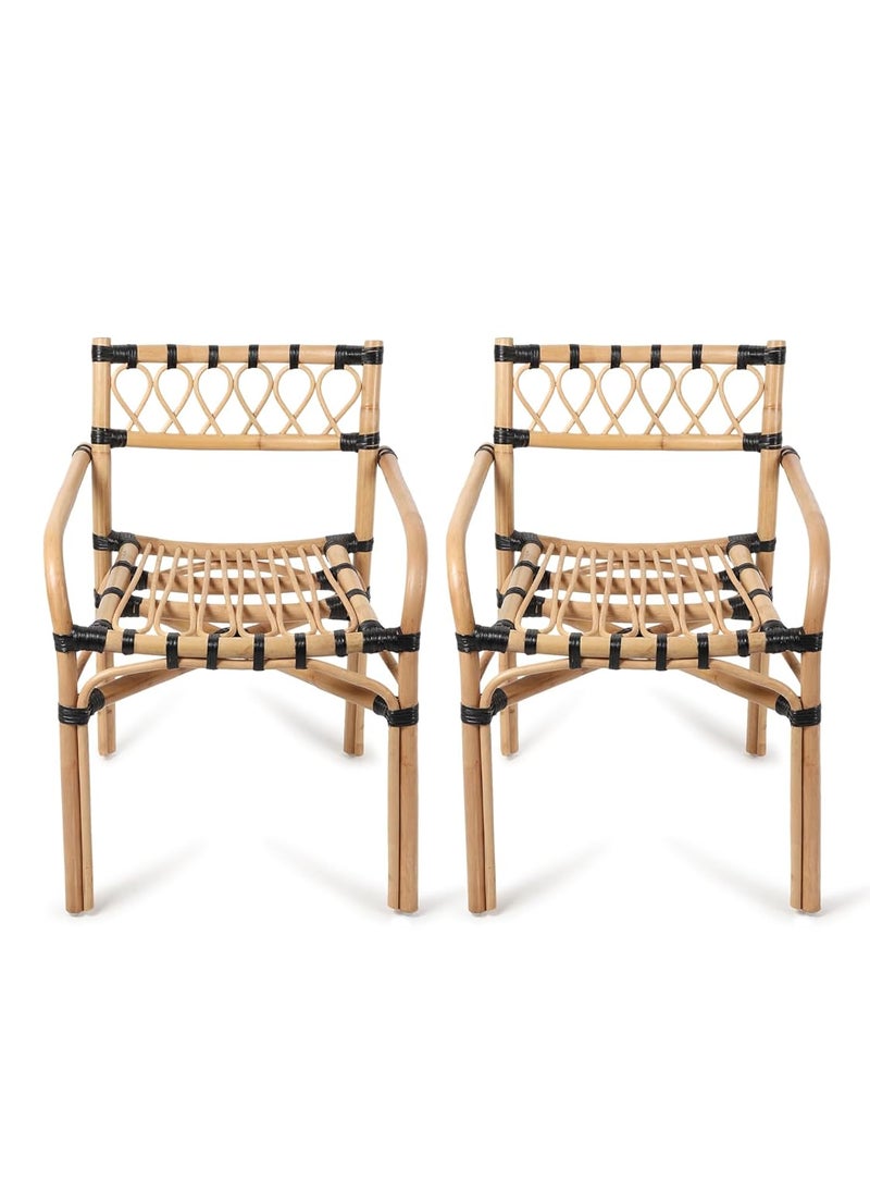 Habere India-All the Cultures Fabricating India Habere IndiaAll the Cultures Fabricating India Cane Furniture Outdoor Furniture Wooden Chairs for Living Room Arm Chair for Home Beige 55 54 74 cm  - Image 1