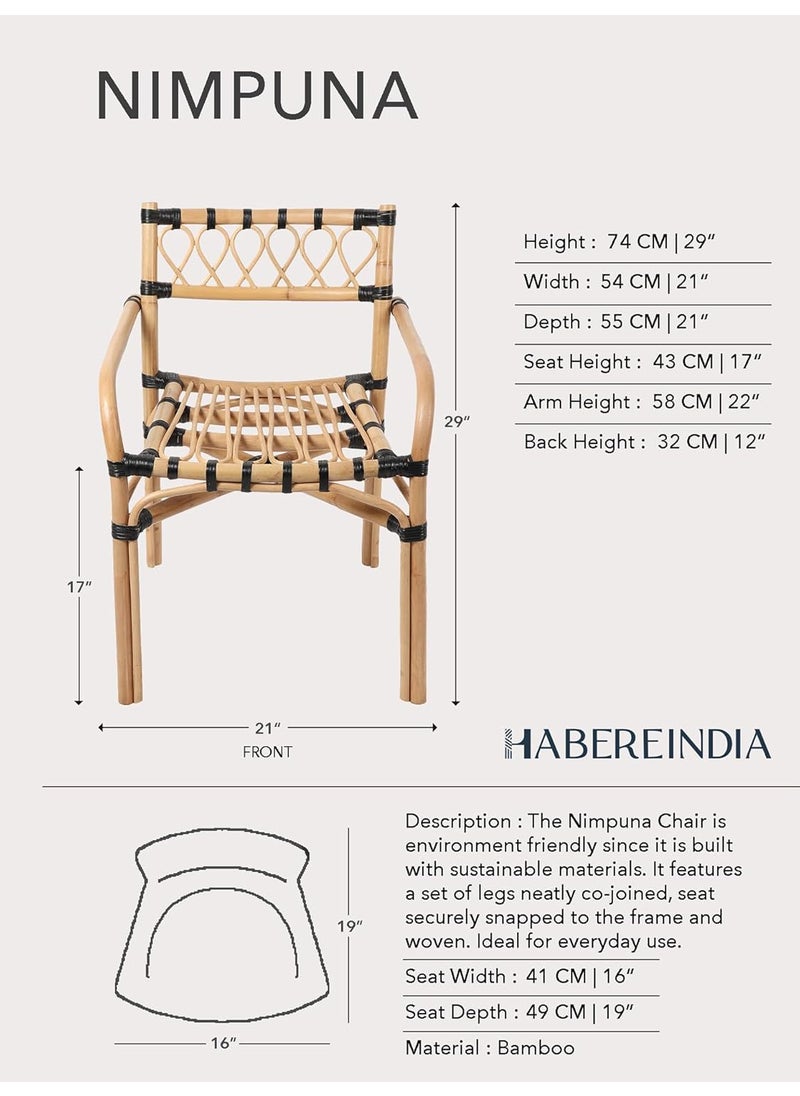 Habere India-All the Cultures Fabricating India Habere IndiaAll the Cultures Fabricating India Cane Furniture Outdoor Furniture Wooden Chairs for Living Room Arm Chair for Home Beige 55 54 74 cm  - Image 3