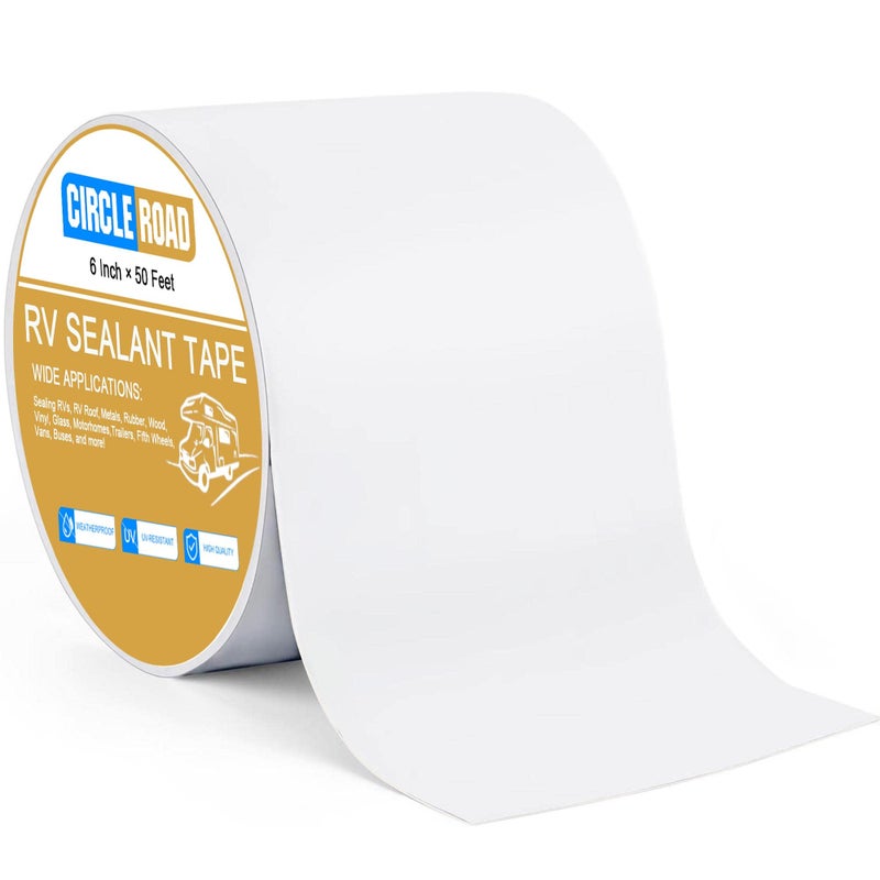 RV Roof Tape White 6 Inch X 50 Feet RV Repair Sealant Tape Stop Camper Roof Leaks UVResistant Weatherproof and Reliable for Camper Trailer Boat 6In50FT